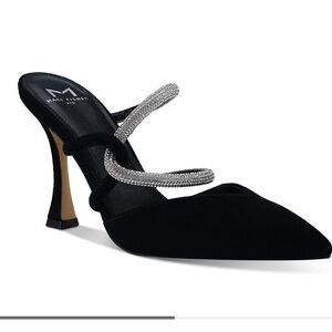 Marc Fisher Candy Black Heels with Silver Straps 9